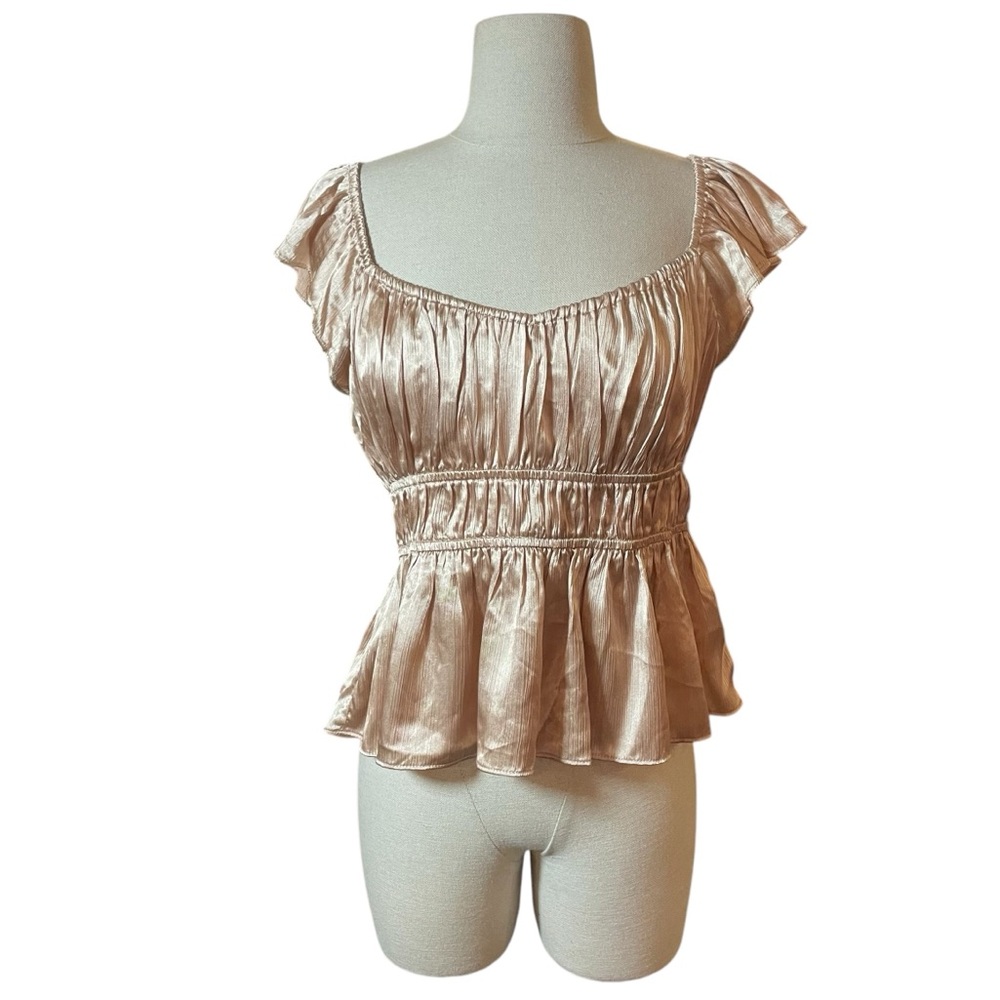 LUSH NWOT square neck ruffle cap sleeve top | L